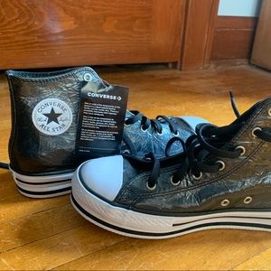 Black platform Converse Chuck Taylors (shiny)
